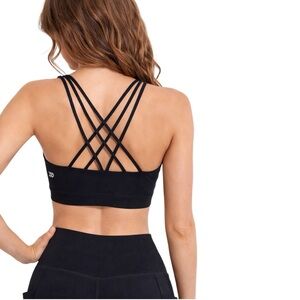 All In Motion Black Strappy Sports Bra Criss Cross Back Size S